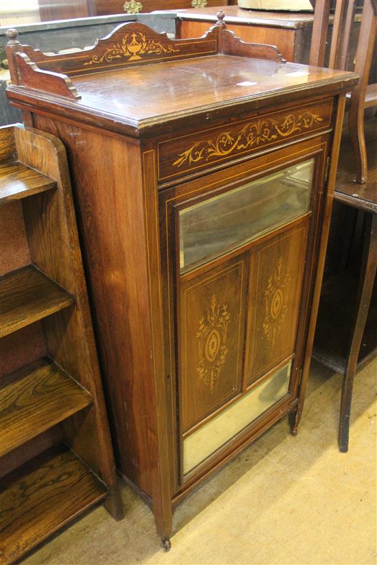 Victorian inlaid rosewood music cabinet